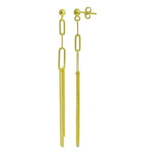Sterling Silver 925 Gold Plated Dangling Ball Paperclip Earring